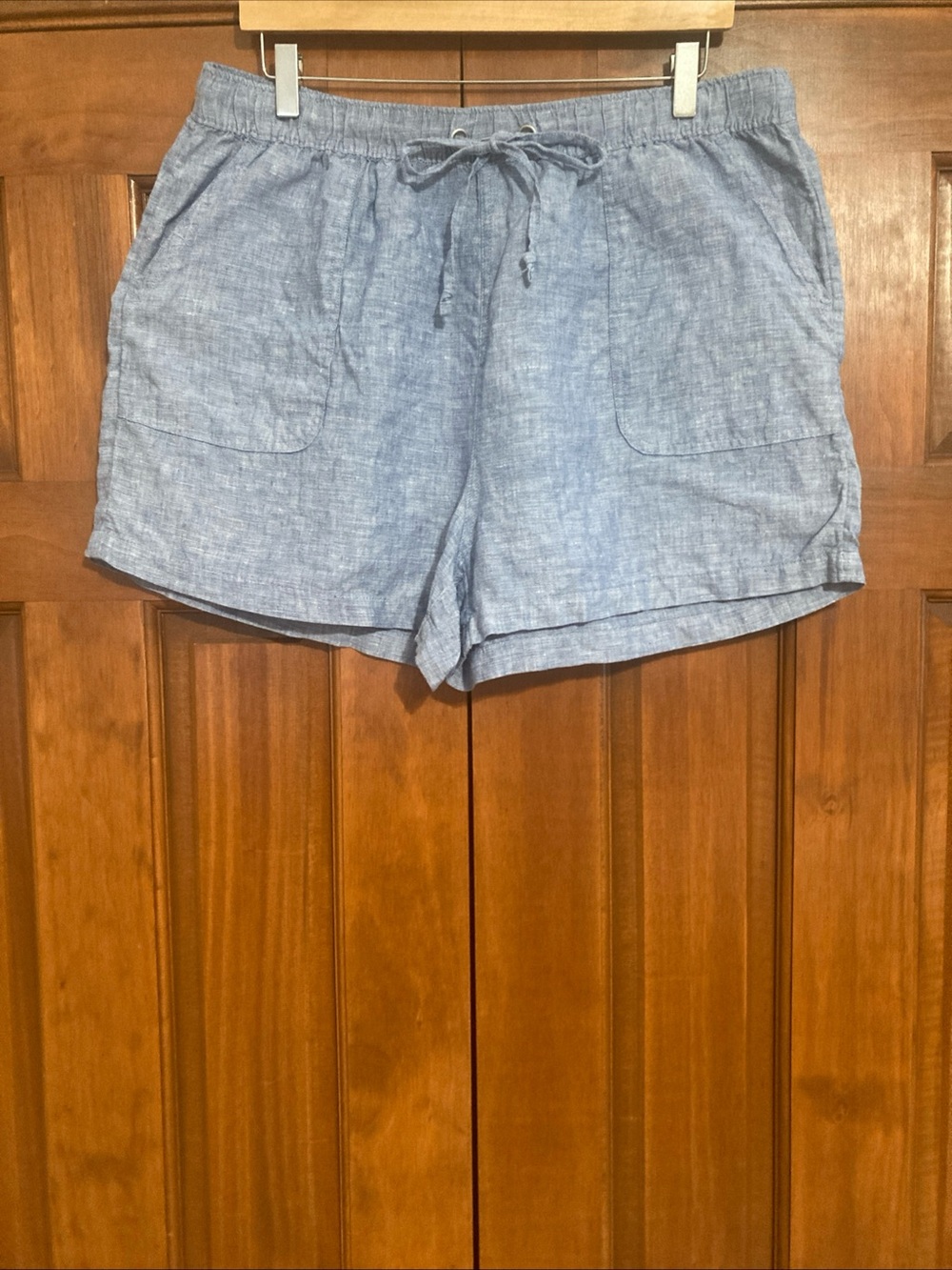 C&C California Light Blue High-Waist Linen Drawstring Shorts women’s XL